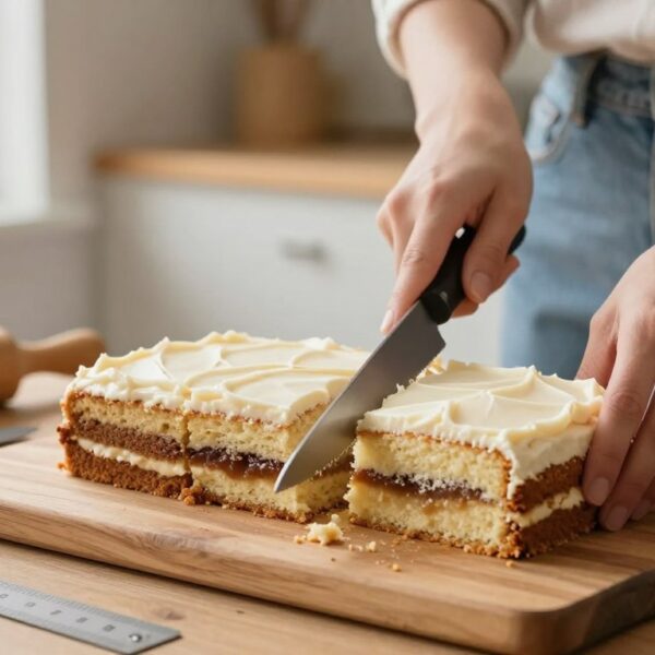 Jak pokroić ciasto na równe kawałki bez kruszenia: narzędzia, chłodzenie i proste triki